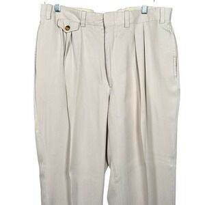 Orvis Silk Dress Pants Pleated Front Khaki Beige Trousers‎ Mens Size 36